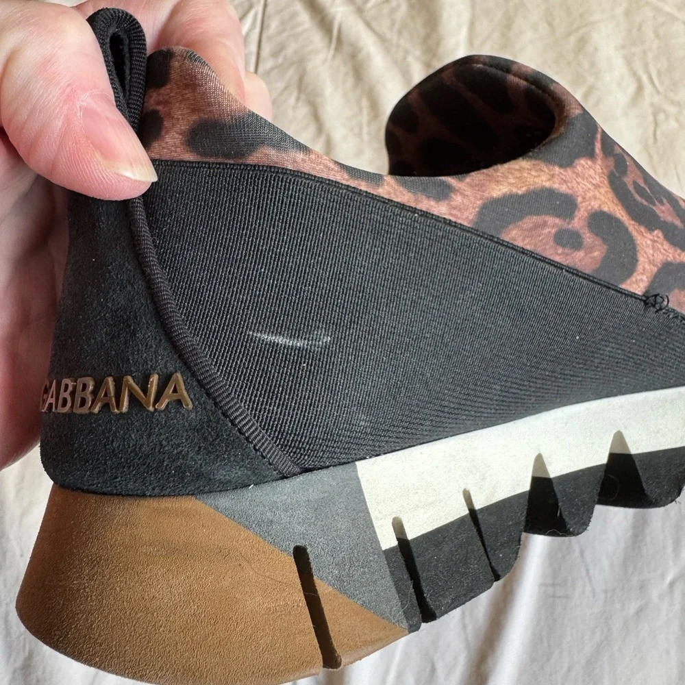 Dolce & Gabbana Ibiza Leopard Print‎ Slip On Sneakers, Size 6.5, EU 37